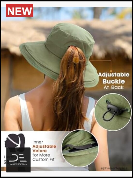Women\'s Wide Brim Sun Hat with Ponytail Hole UPF 50+ main image 5